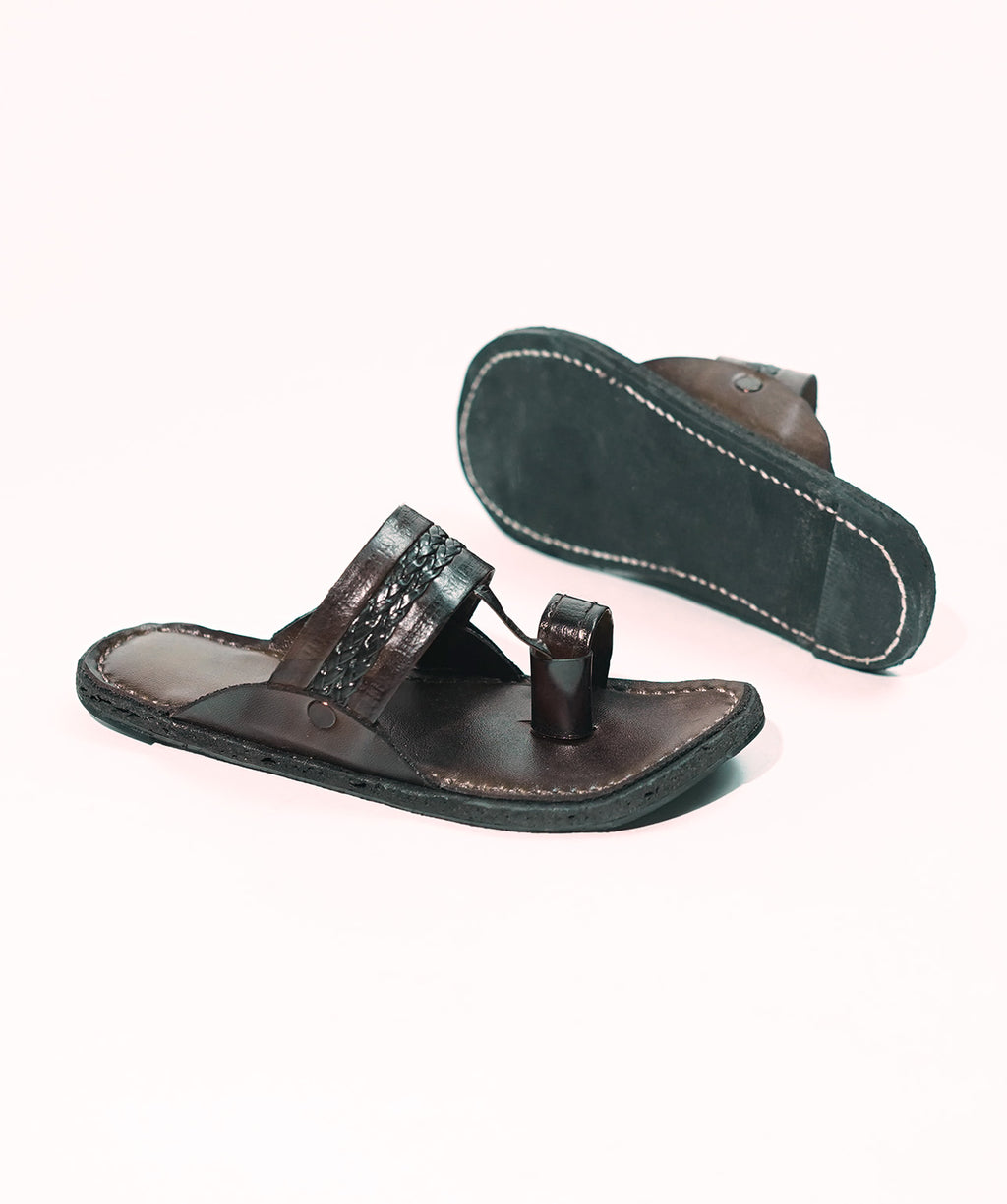 Leather chappal - Carob