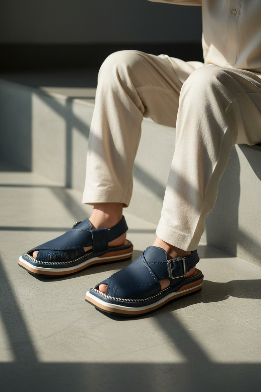Kaptan Chappal Navy - Sitting