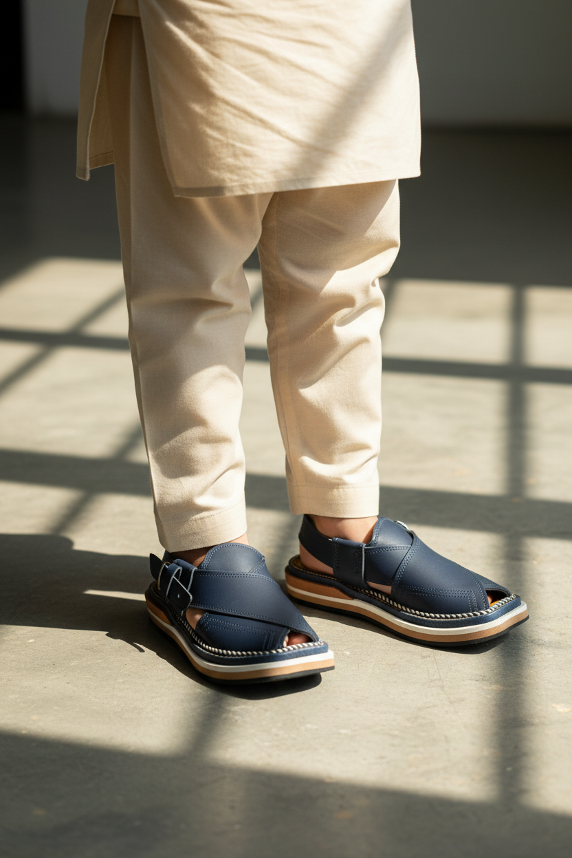 Kaptan Chappal Navy - Standing