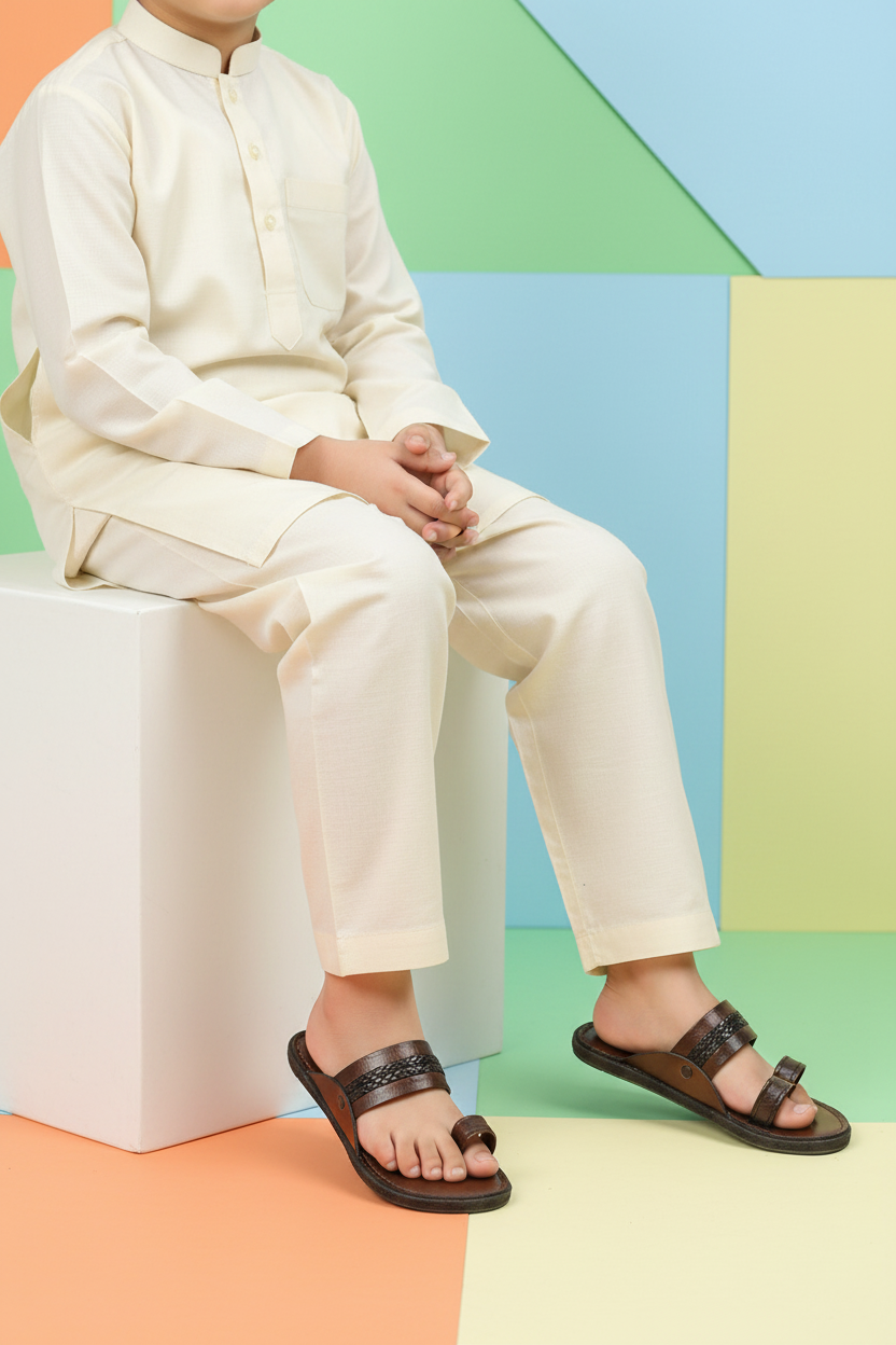 Leather Chappal Carob - Sitting