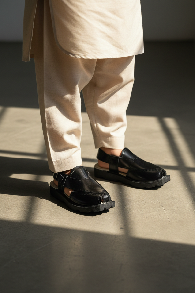 Norozi Chappal Black - Standing