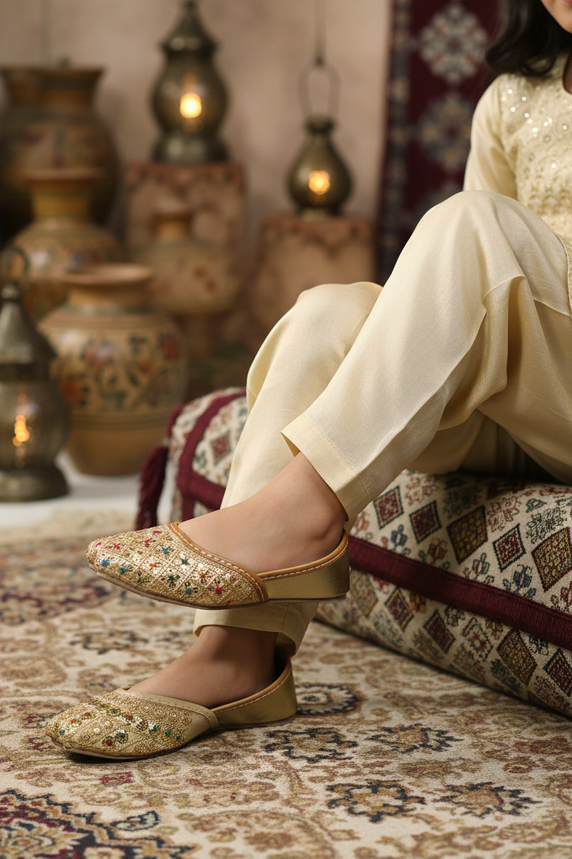 Sunehri Khussa Beige - Sitting